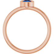 14K Rose 4.5 mm Natural Blue Sapphire Ring