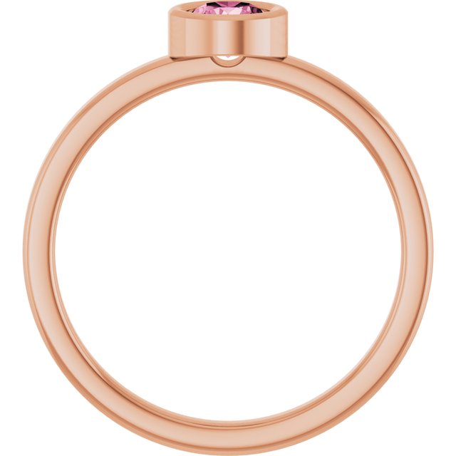 14K Rose 4.5 mm Natural Pink Tourmaline Ring