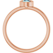 14K Rose 4.5 mm Natural Aquamarine Ring