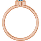 14K Rose 4.5 mm Natural Aquamarine Ring