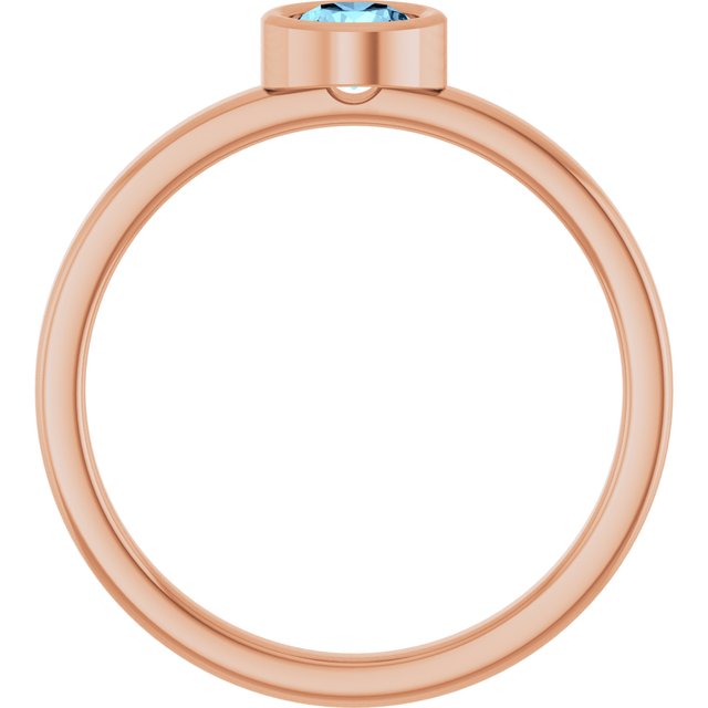 14K Rose 4.5 mm Natural Aquamarine Ring