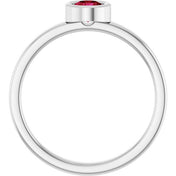 Rhodium-Plated Sterling Silver 4.5 mm Lab-Grown Ruby Ring