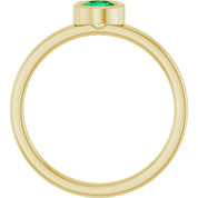 14K Yellow 4.5 mm Lab-Grown Emerald Ring