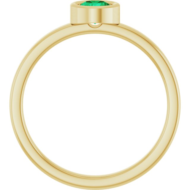 14K Yellow 4.5 mm Lab-Grown Emerald Ring