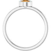 Rhodium-Plated Sterling Silver 4.5 mm Natural Citrine Ring