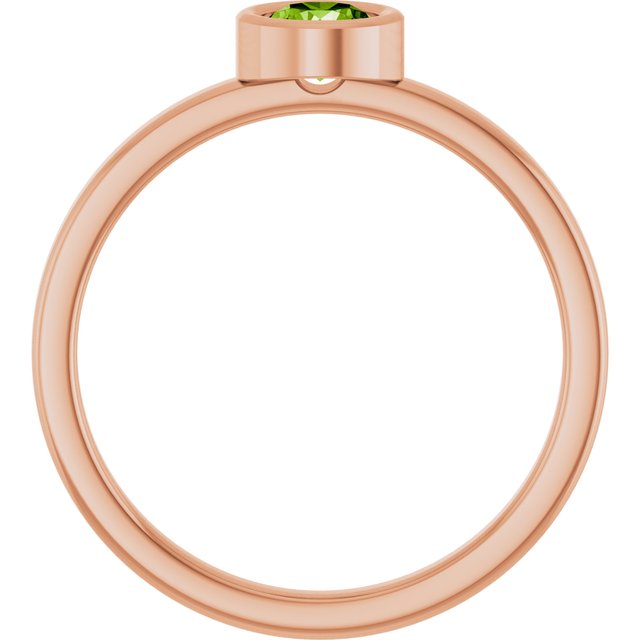14K Rose 4.5 mm Natural Peridot Ring