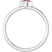 Rhodium-Plated Sterling Silver 4.5 mm Natural Pink Tourmaline Ring