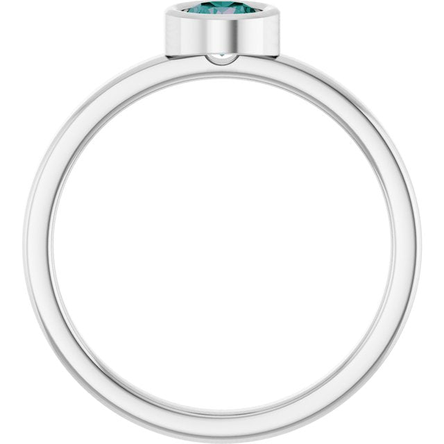 Rhodium-Plated Sterling Silver 4.5 mm Lab-Grown Alexandrite Ring