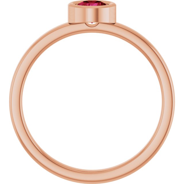 14K Rose 4.5 mm Natural Ruby Ring