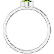 Rhodium-Plated Sterling Silver 4.5 mm Natural Peridot Ring