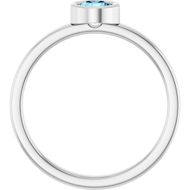 Platinum 4.5 mm Natural Aquamarine Ring