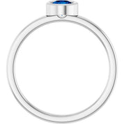 Rhodium-Plated Sterling Silver 4.5 mm Lab-Grown Blue Sapphire Ring