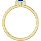 14K Yellow 4.5 mm Natural Blue Sapphire Ring