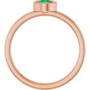 14K Rose 4.5 mm Lab-Grown Emerald Ring
