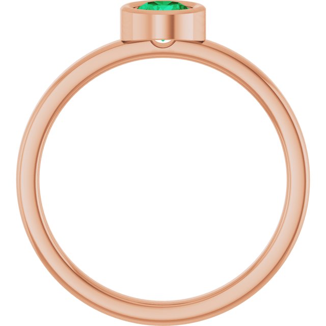 14K Rose 4.5 mm Lab-Grown Emerald Ring