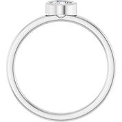 Rhodium-Plated Sterling Silver 4.5 mm Natural White Sapphire Ring
