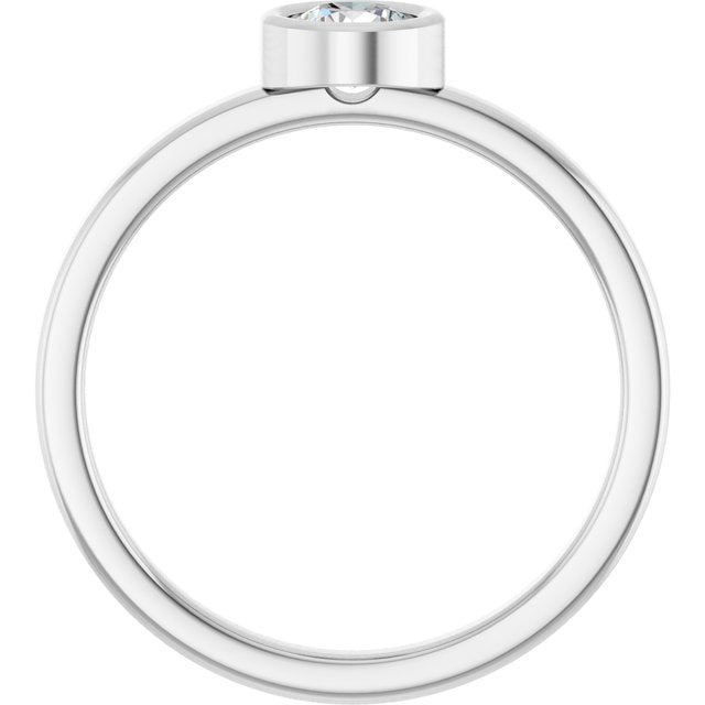 Rhodium-Plated Sterling Silver 4.5 mm Natural White Sapphire Ring