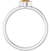 Platinum 4.5 mm Natural Citrine Ring
