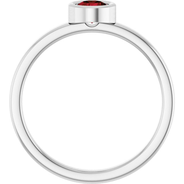 Rhodium-Plated Sterling Silver 4.5 mm Natural Mozambique Garnet Ring