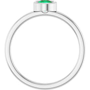 Rhodium-Plated Sterling Silver 4.5 mm Lab-Grown Emerald Ring
