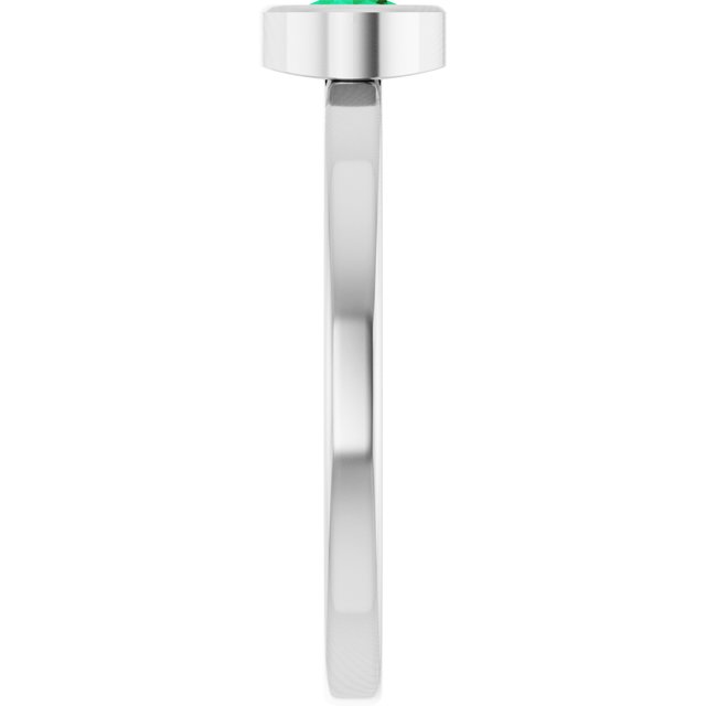 Rhodium-Plated Sterling Silver 4.5 mm Lab-Grown Emerald Ring