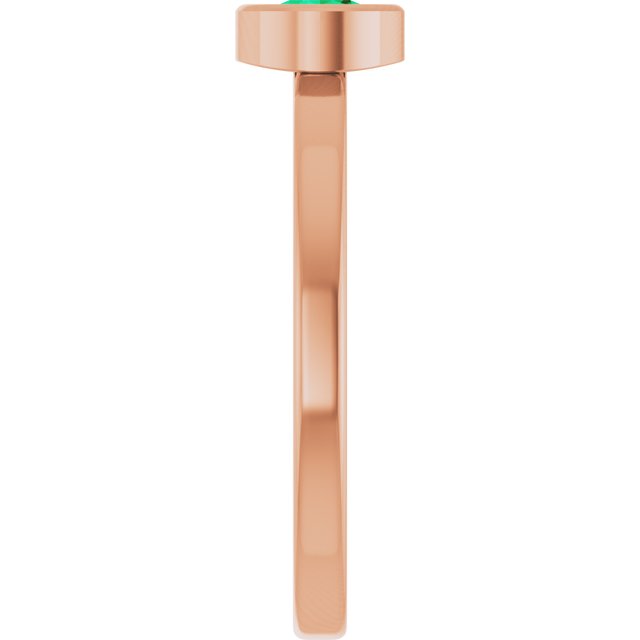 14K Rose 4.5 mm Lab-Grown Emerald Ring