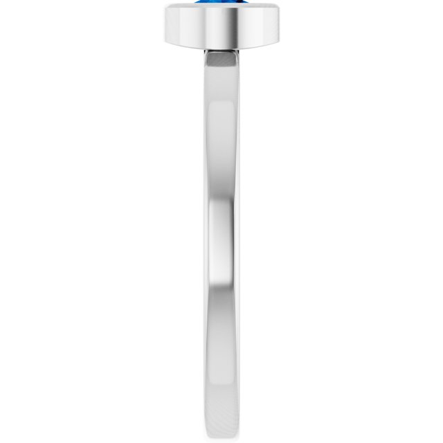 Rhodium-Plated Sterling Silver 4.5 mm Lab-Grown Blue Sapphire Ring