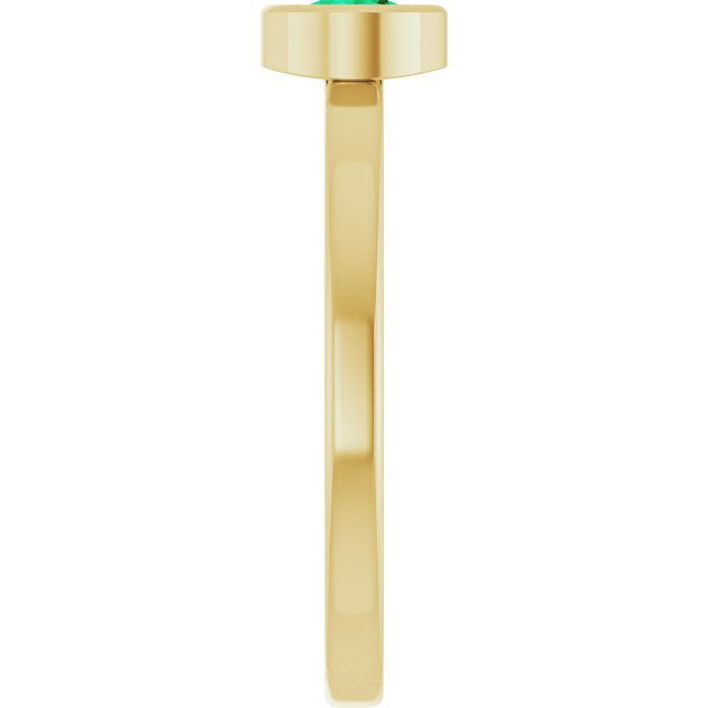 14K Yellow 4.5 mm Lab-Grown Emerald Ring