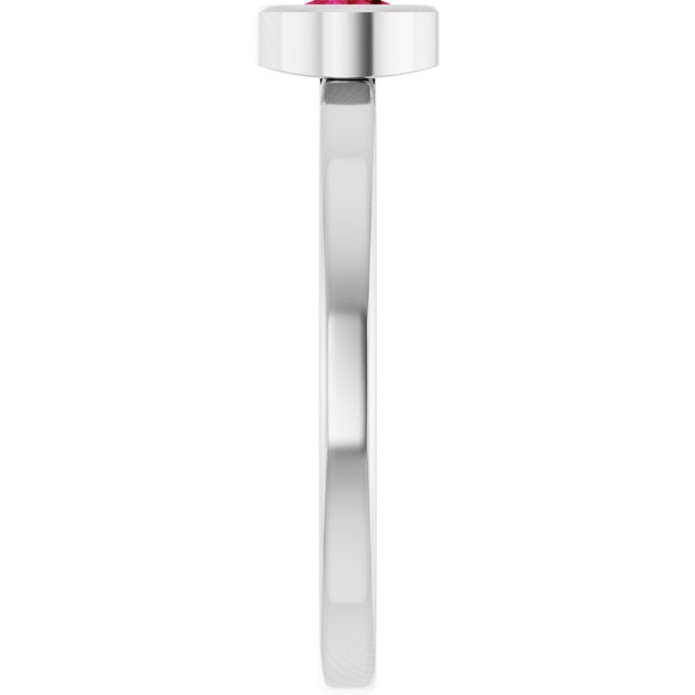 14K White 4.5 mm Natural Ruby Ring