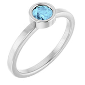 Rhodium-Plated Sterling Silver 4.5 mm Natural Aquamarine Ring