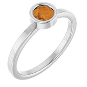 Platinum 4.5 mm Natural Citrine Ring
