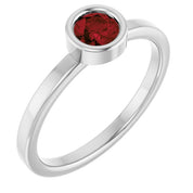 Rhodium-Plated Sterling Silver 4.5 mm Natural Mozambique Garnet Ring