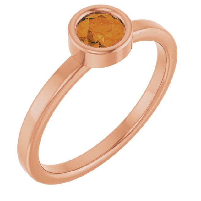 14K Rose 4.5 mm Natural Citrine Ring