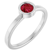 Rhodium-Plated Sterling Silver 4.5 mm Natural Ruby Ring