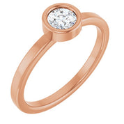 14K Rose 4.5 mm Natural White Sapphire Ring