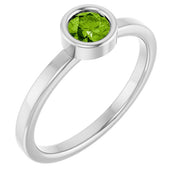 Rhodium-Plated Sterling Silver 4.5 mm Natural Peridot Ring