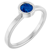 Rhodium-Plated Sterling Silver 4.5 mm Natural Blue Sapphire Ring