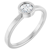 Rhodium-Plated Sterling Silver 4.5 mm Natural White Sapphire Ring