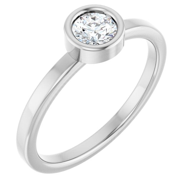 Rhodium-Plated Sterling Silver 4.5 mm Natural White Sapphire Ring