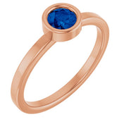 14K Rose 4.5 mm Natural Blue Sapphire Ring