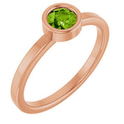 14K Rose 4.5 mm Natural Peridot Ring
