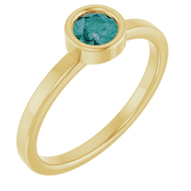 14K Yellow 4.5 mm Lab-Grown Alexandrite Ring