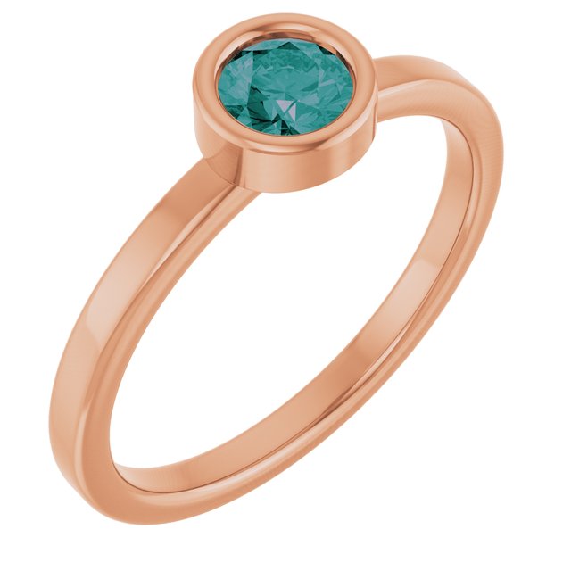 14K Rose 4.5 mm Lab-Grown Alexandrite Ring