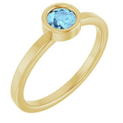 14K Yellow 4.5 mm Natural Aquamarine Ring