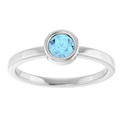 Rhodium-Plated Sterling Silver 4.5 mm Natural Aquamarine Ring