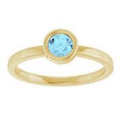 14K Yellow 4.5 mm Natural Aquamarine Ring