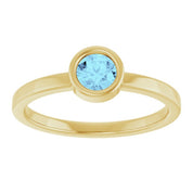 14K Yellow 4.5 mm Natural Aquamarine Ring