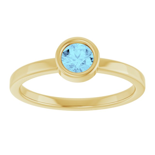 14K Yellow 4.5 mm Natural Aquamarine Ring