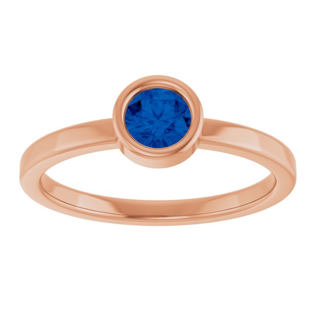 14K Rose 4.5 mm Natural Blue Sapphire Ring