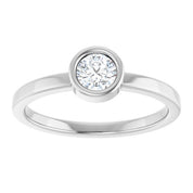 Rhodium-Plated Sterling Silver 4.5 mm Natural White Sapphire Ring